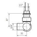 Zawór Lewy Zespolony Termostatyczny Kątowy z Rurką Zanurzeniową GZ 1/2" GZ 3/4" Czarny Mat TGZTCM006 Terma
