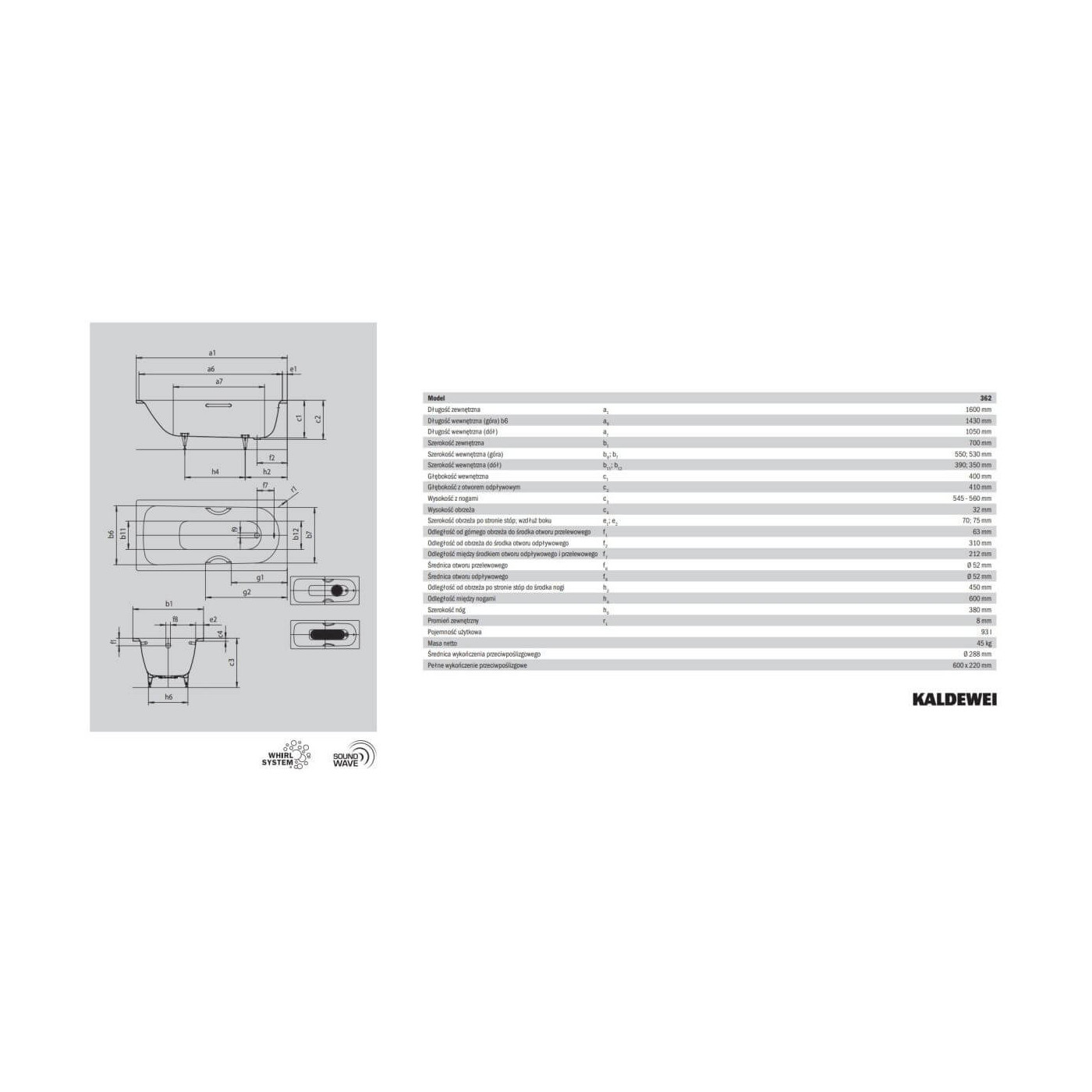 Wanna Do Zabudowy Saniform Plus 362-1 160x70 cm 111700010001 Kaldewei
