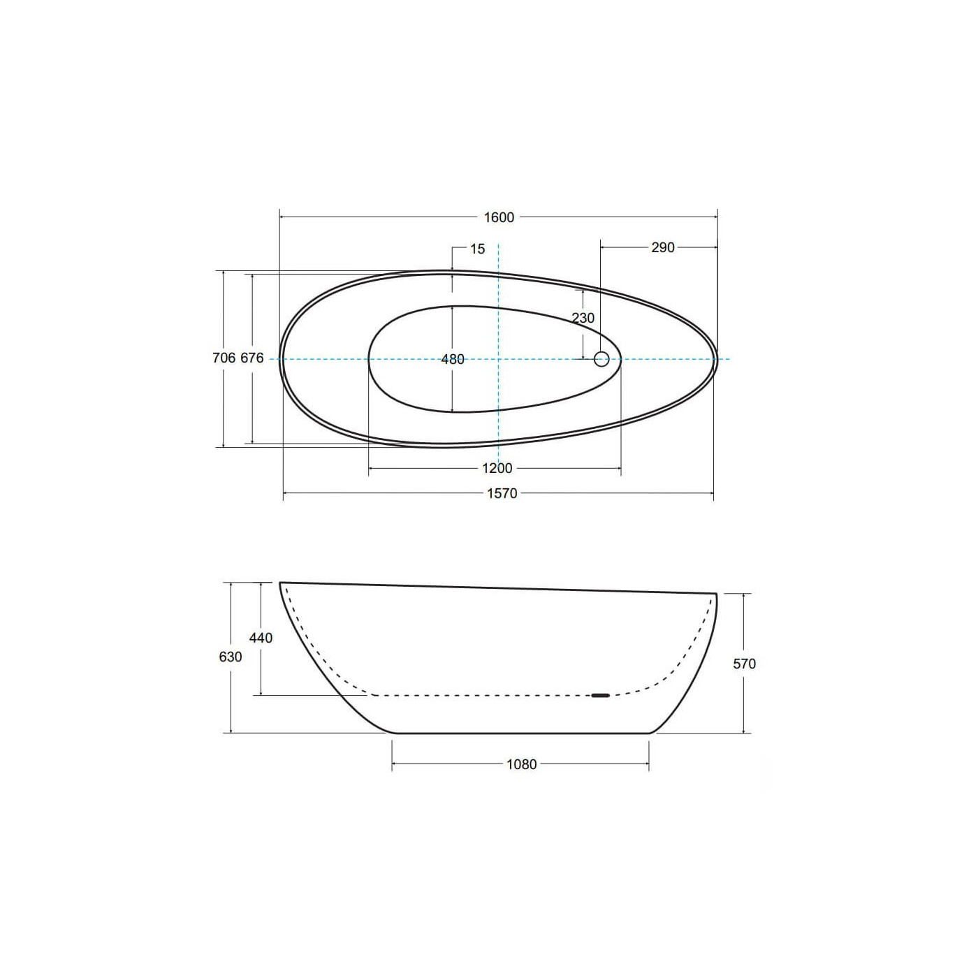 Wanna Wolnostojąca Goya 160x70 Besco