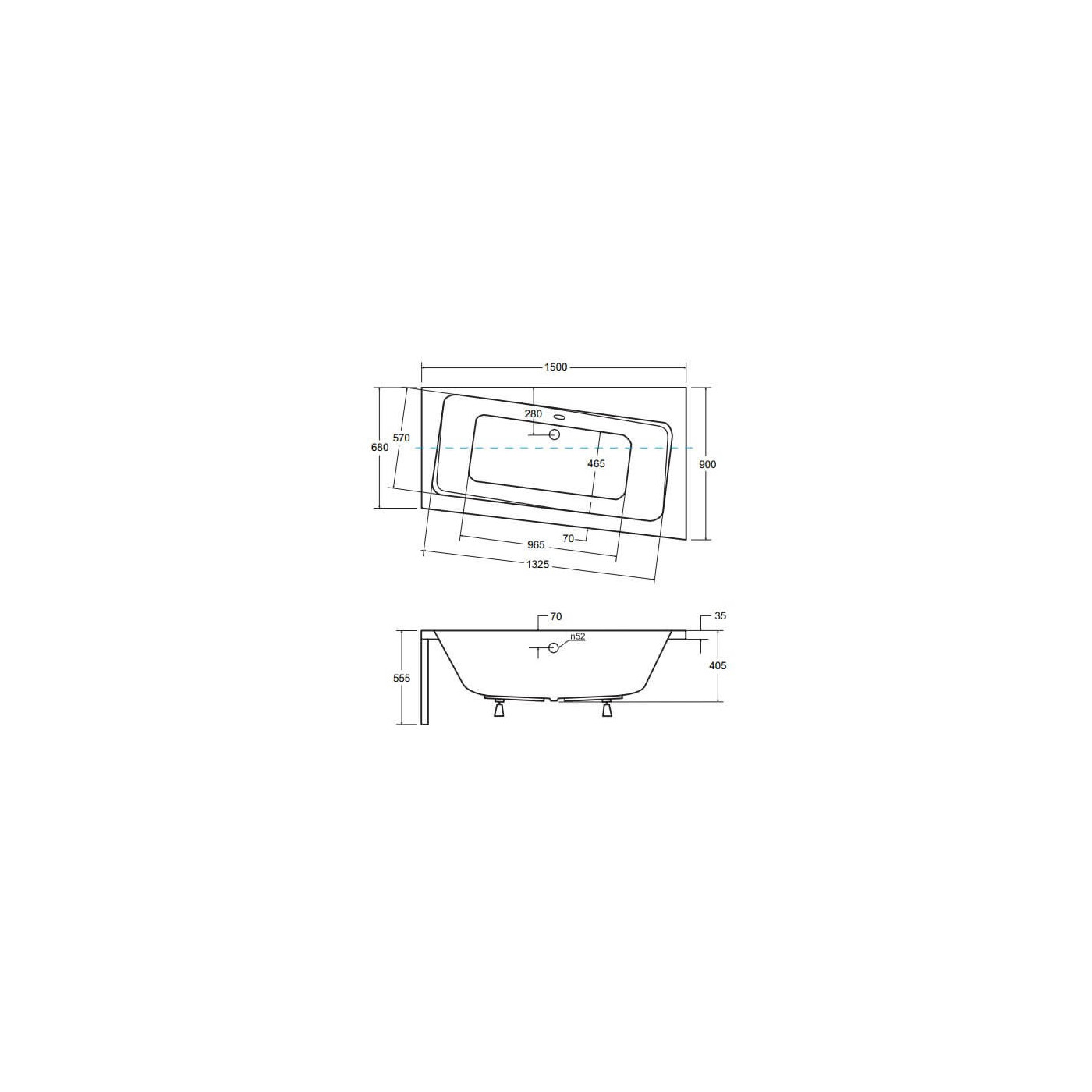 Wanna Asymetryczna Infinity Prawa 150x90 Besco