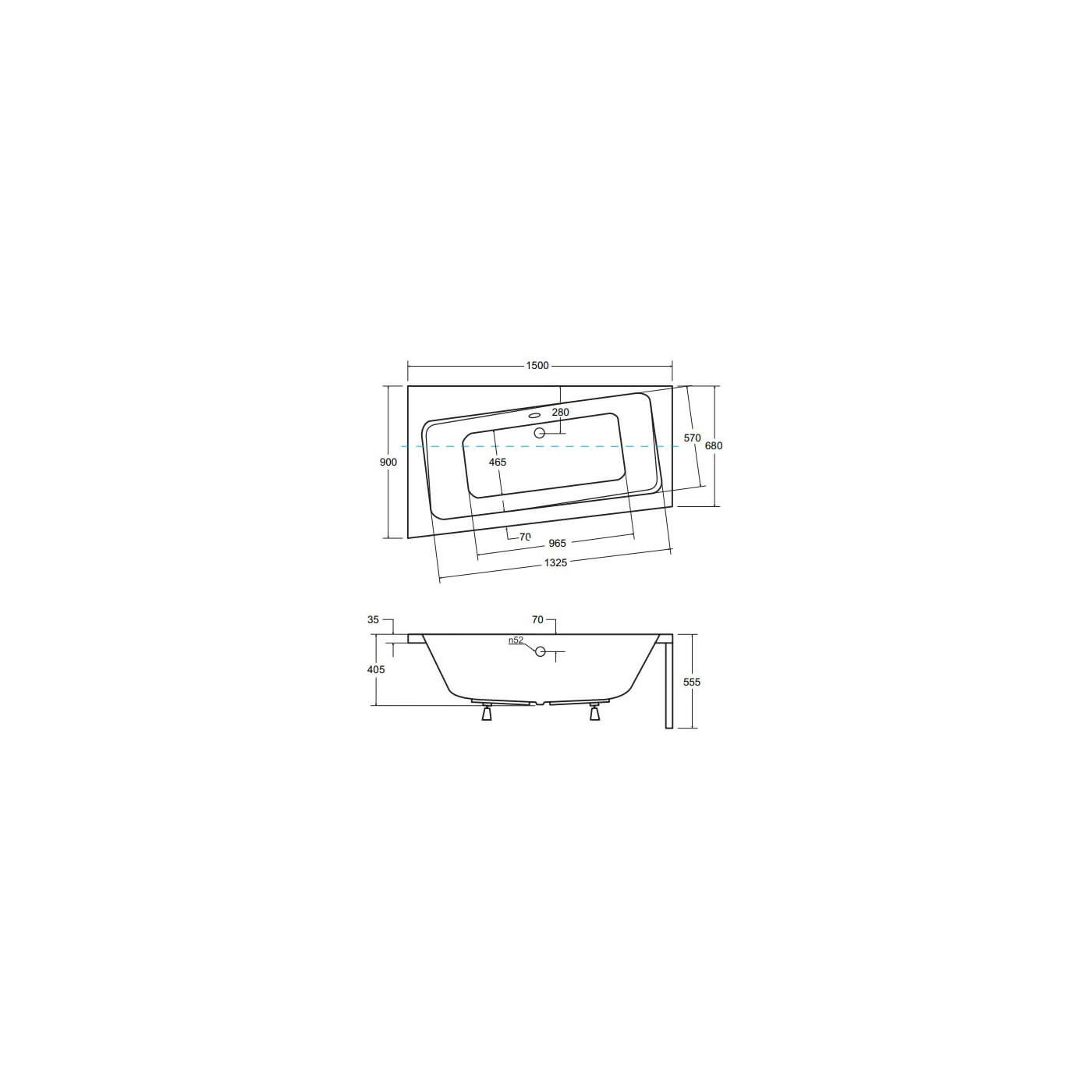 Wanna Asymetryczna Infinity Lewa 150x90 Besco