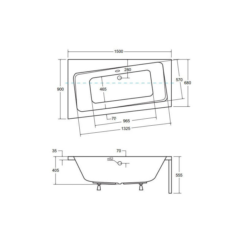 Wanna Asymetryczna Infinity Lewa 150x90 Besco