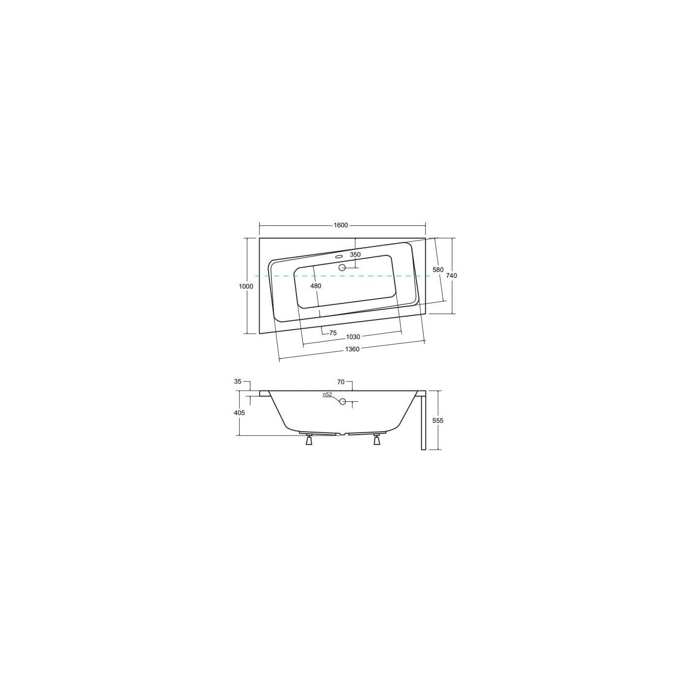 Wanna Asymetryczna Infinity Lewa 160x100 Besco
