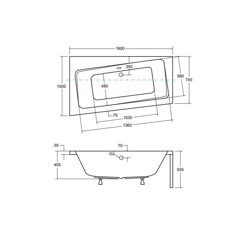 Wanna Asymetryczna Infinity Lewa 160x100 Besco