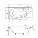 Wanna Asymetryczna Milena Premium Lewa 150x70 Besco