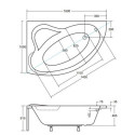 Wanna Asymetryczna Ada Lewa 160x100 Besco
