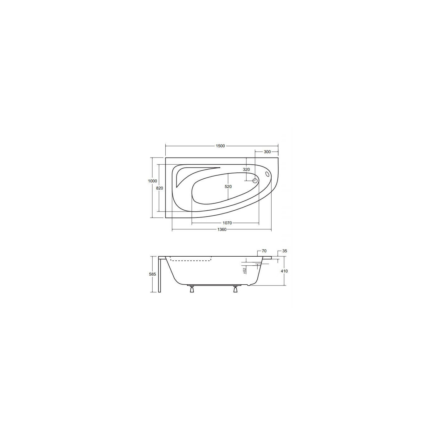 Wanna Asymetryczna Cornea Comfort Lewa 150x100 Besco