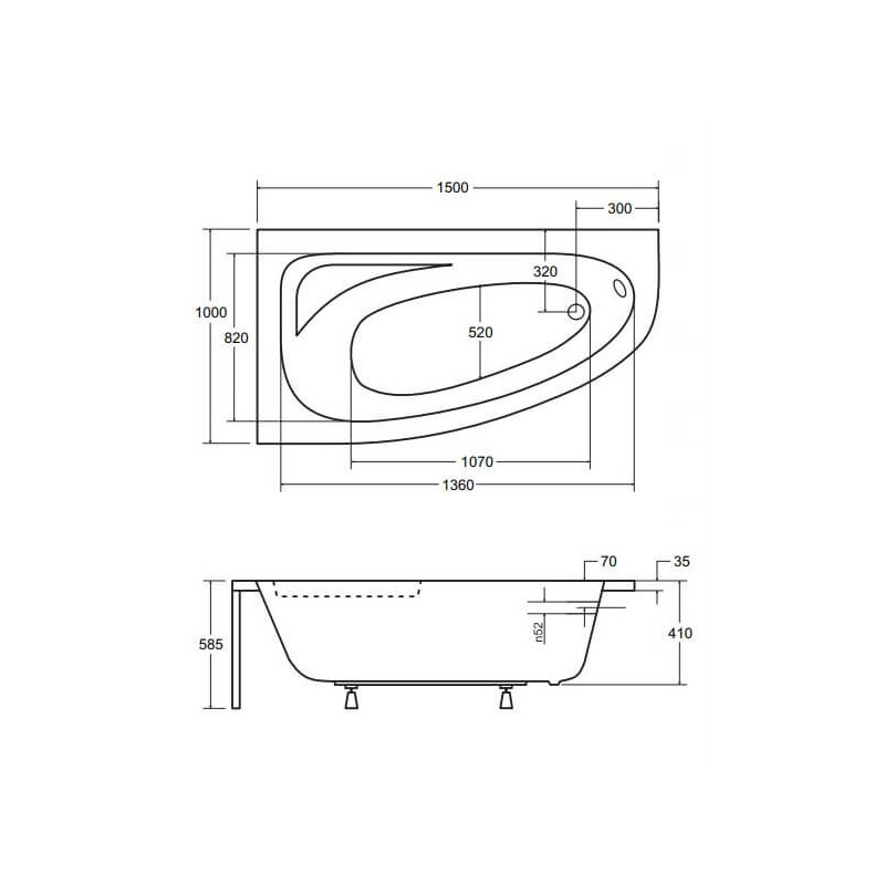 Wanna Asymetryczna Cornea Comfort Lewa 150x100 Besco
