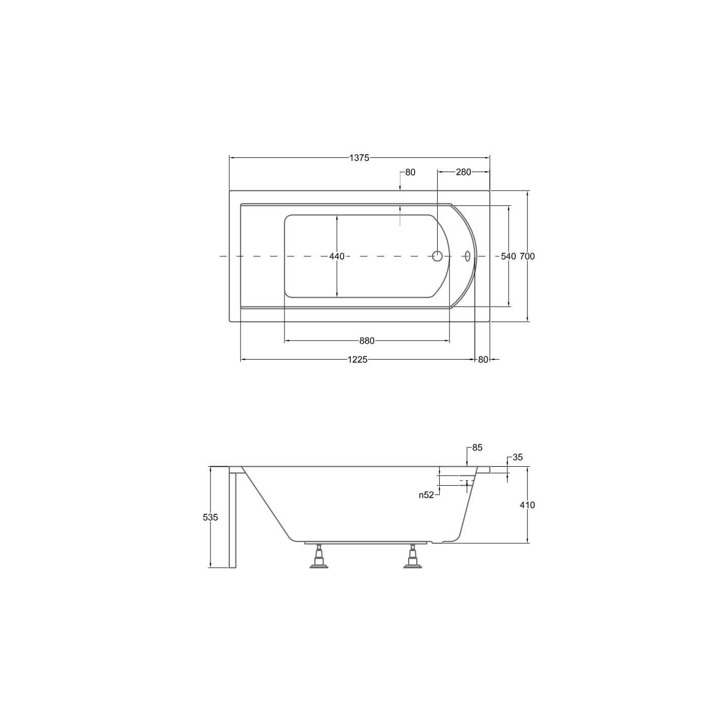 Wanna Do Zabudowy Shea 140x70 Besco