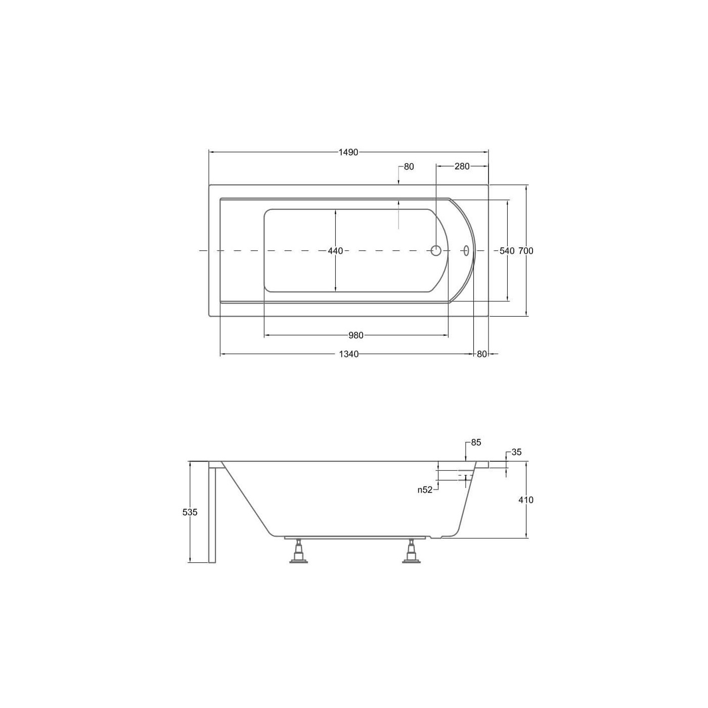 Wanna Do Zabudowy Shea 150x70 Besco