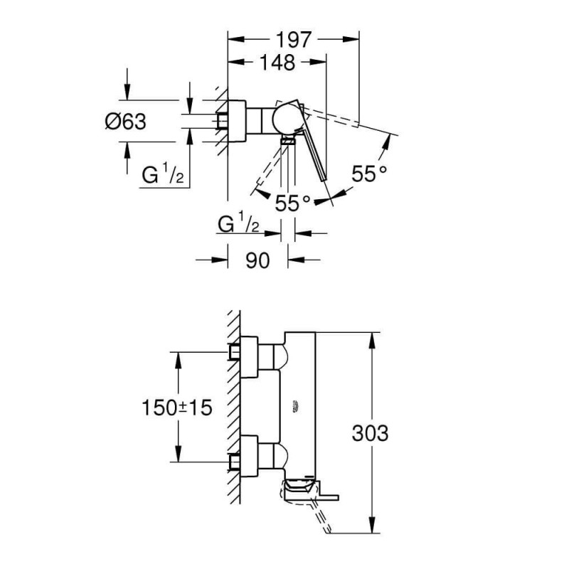 Jednouchwytowa Bateria Prysznicowa GROHE Plus 33577003 Grohe