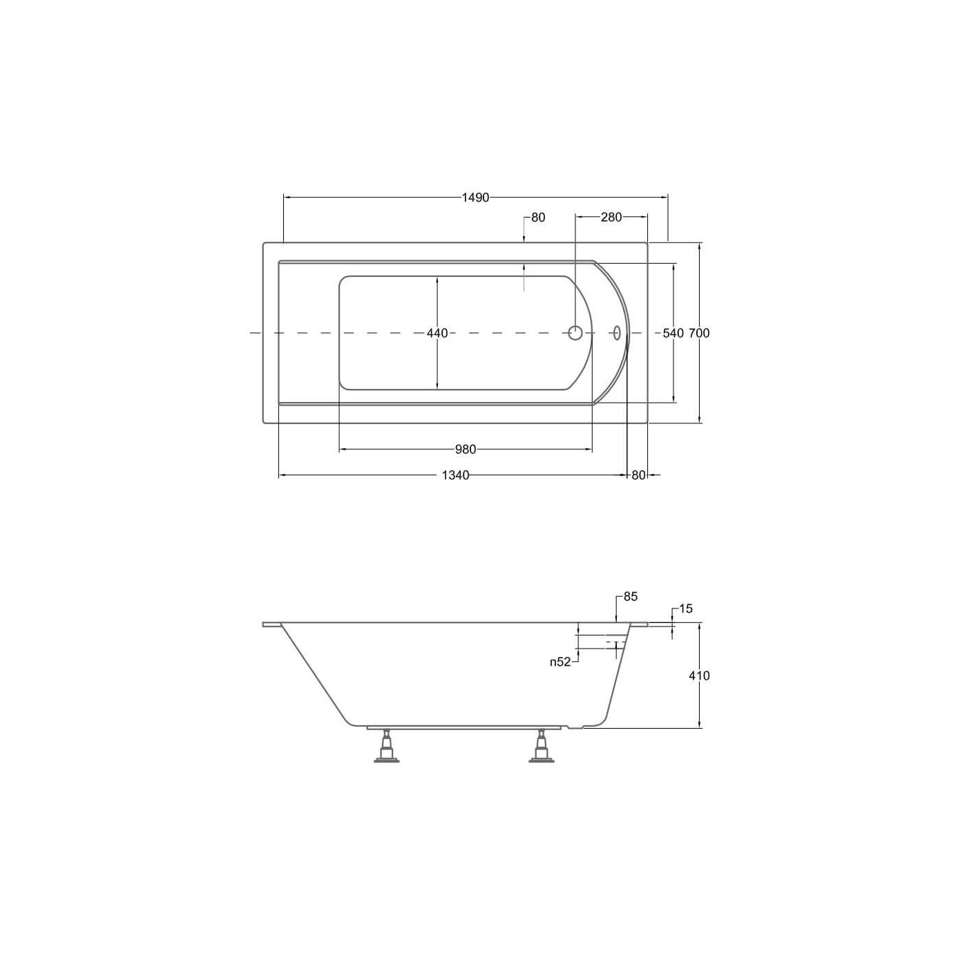 Wanna Do Zabudowy Shea Slim 150x70 Besco