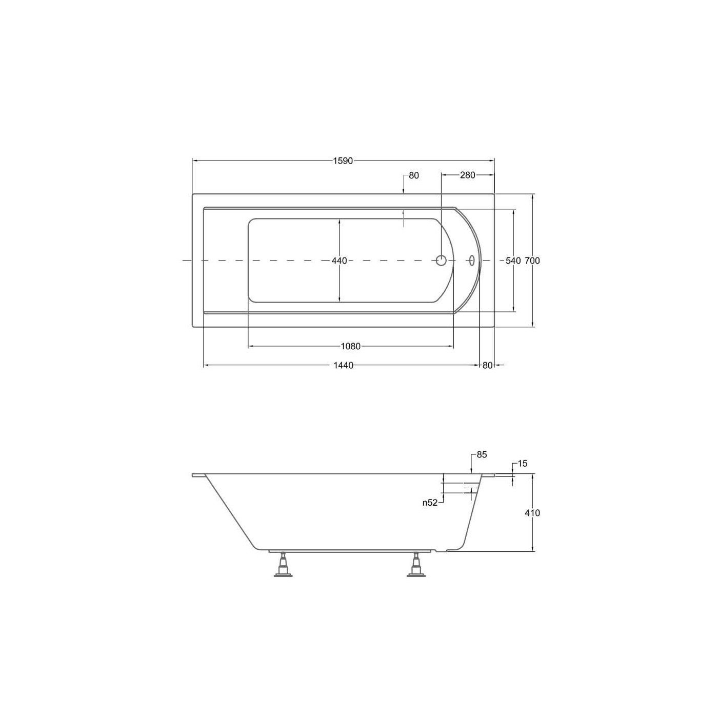 Wanna Do Zabudowy Shea Slim 160x70 Besco