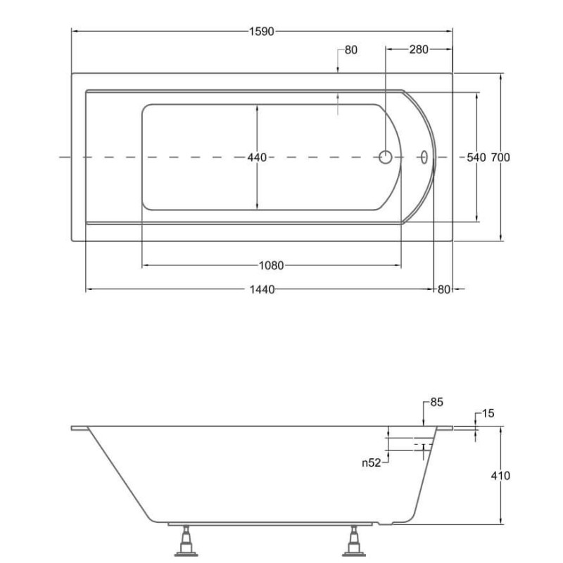 Wanna Do Zabudowy Shea Slim 160x70 Besco