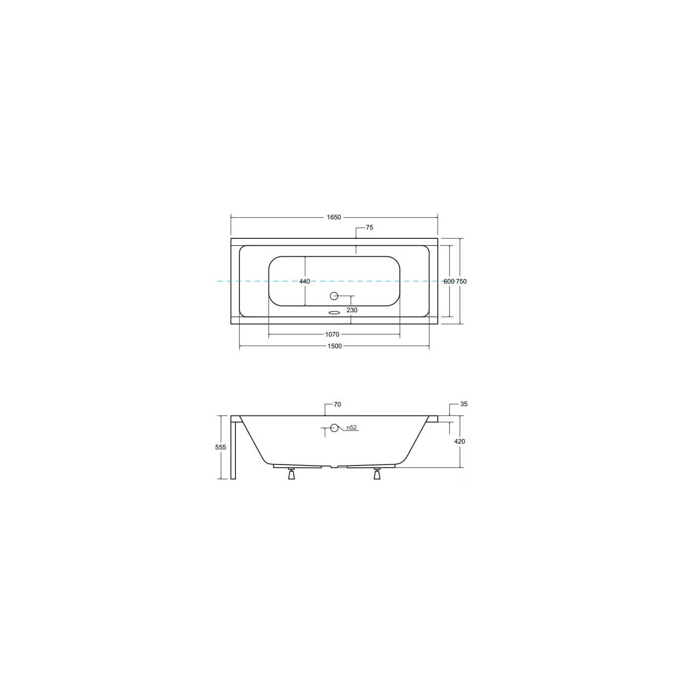 Wanna Do Zabudowy Quadro 165x75 Besco