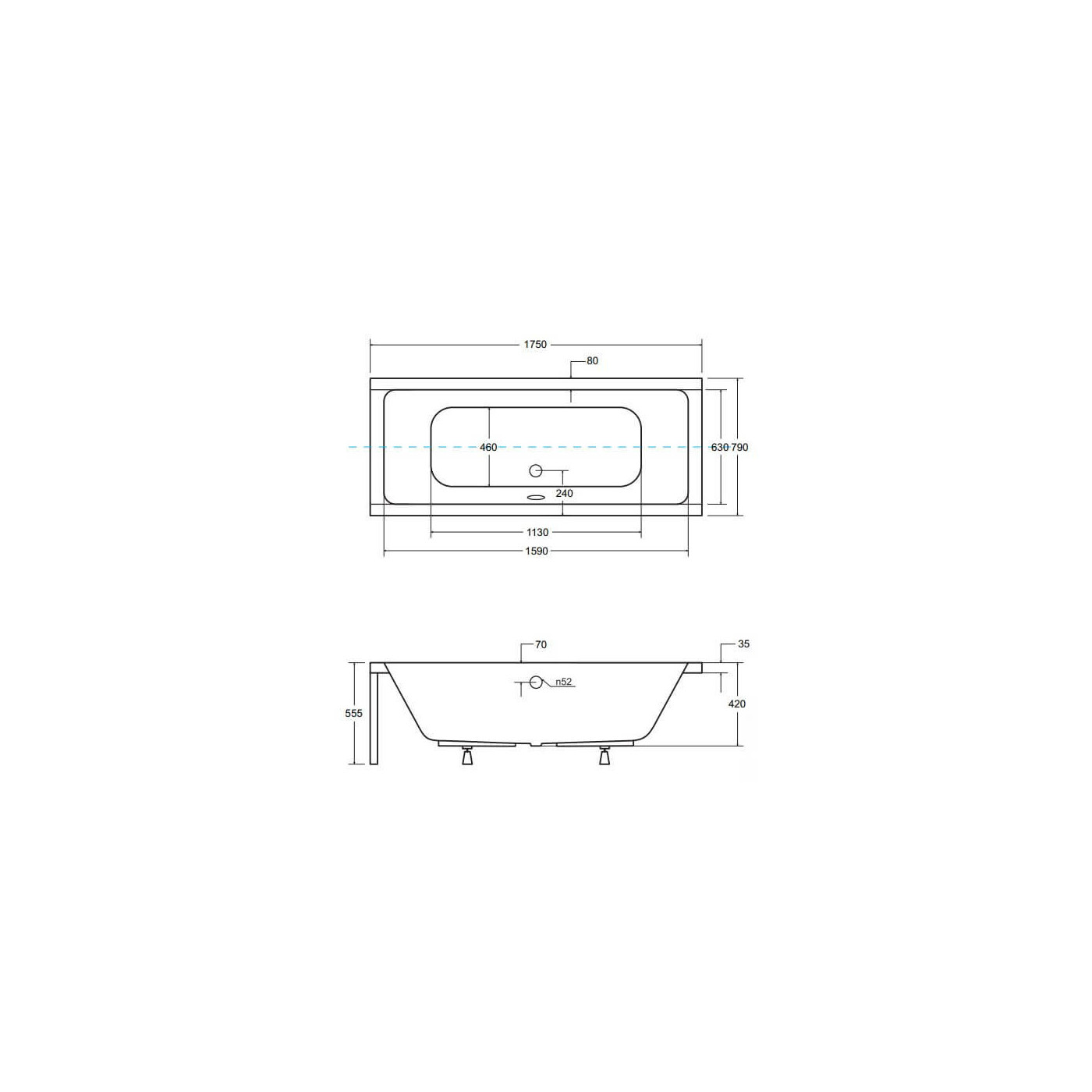 Wanna Do Zabudowy Quadro 175x80 Besco