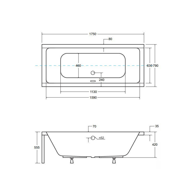 Wanna Do Zabudowy Quadro 175x80 Besco