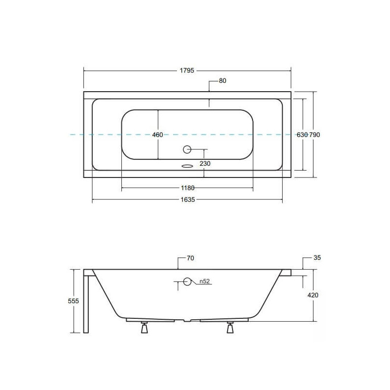 Wanna Do Zabudowy Quadro 180x80 Besco
