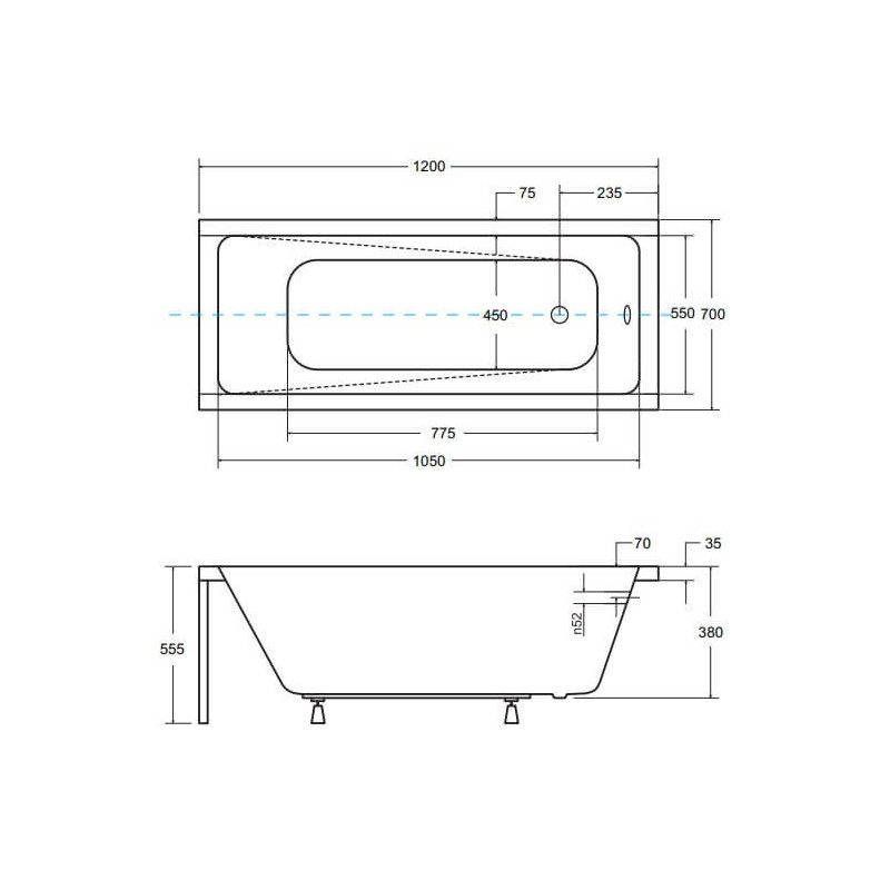 Wanna Do Zabudowy Modern 120x70 Besco