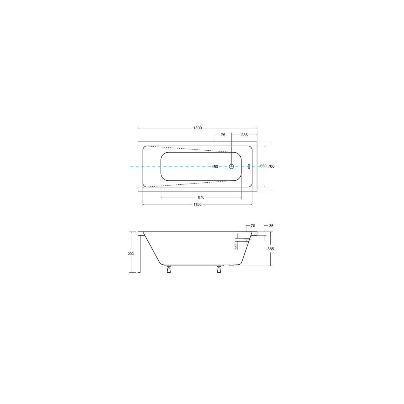 Wanna Do Zabudowy Modern 130x70 Besco
