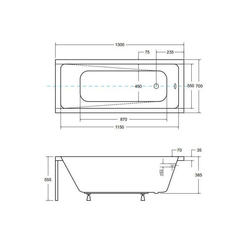 Wanna Do Zabudowy Modern 130x70 Besco