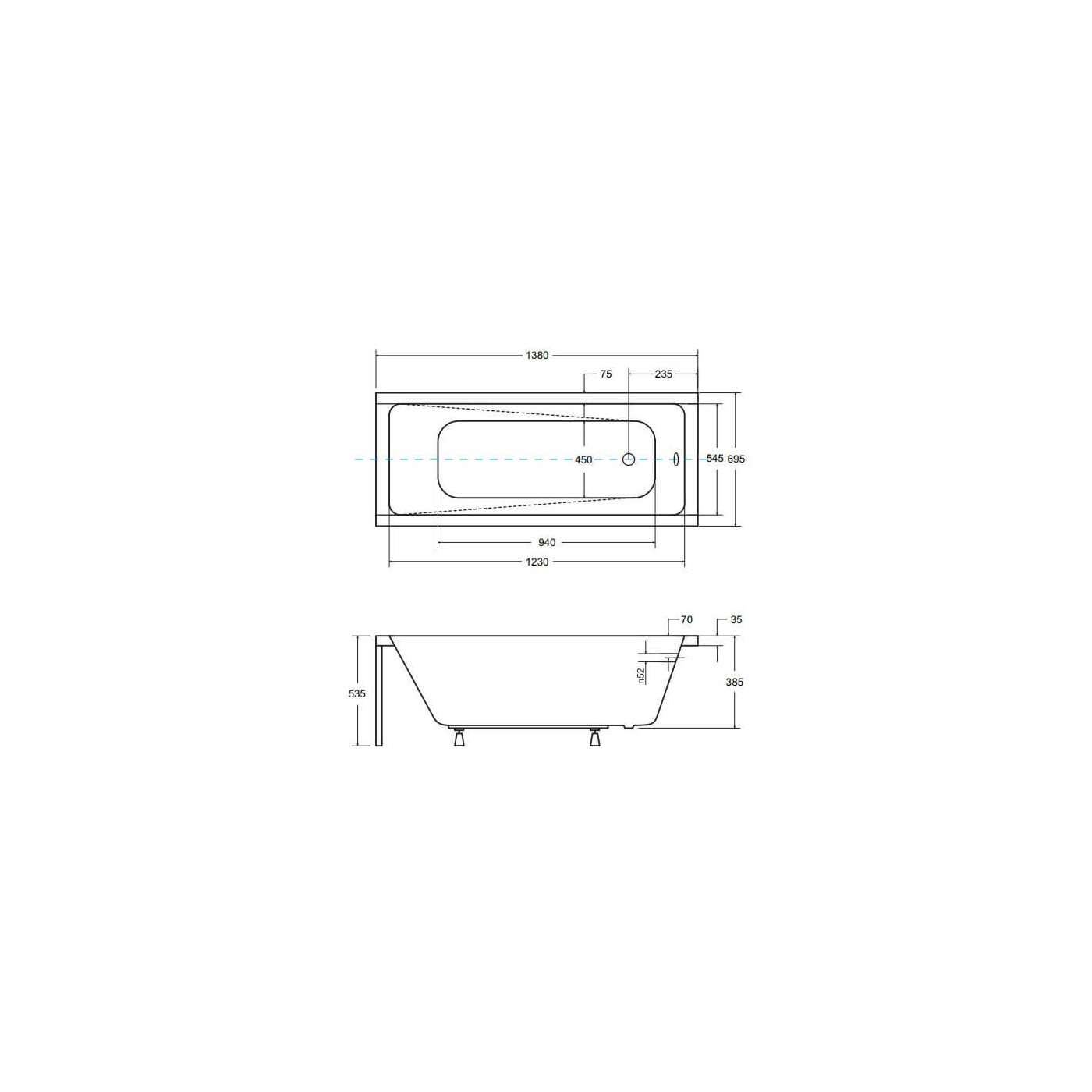 Wanna Do Zabudowy Modern 140x70 Besco