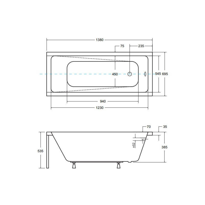 Wanna Do Zabudowy Modern 140x70 Besco