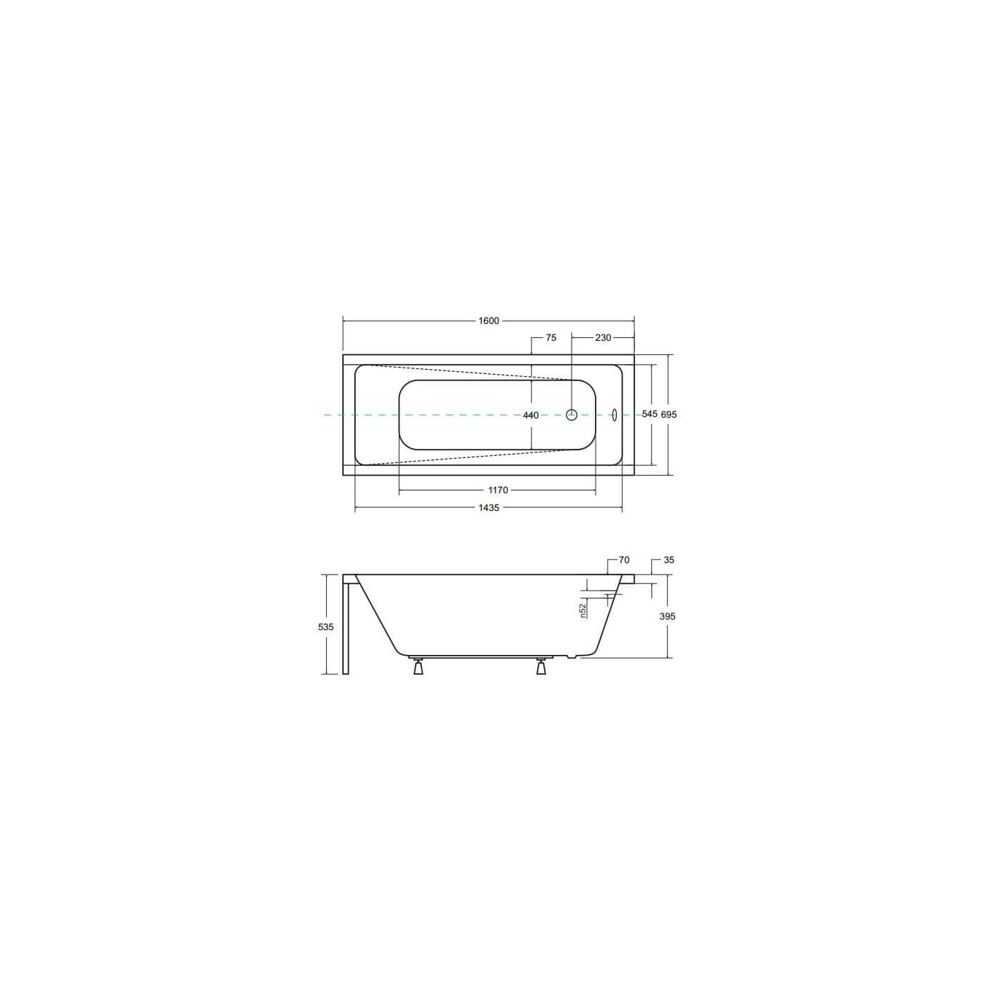 Wanna Do Zabudowy Modern 160x70 WAM-160-MO Besco