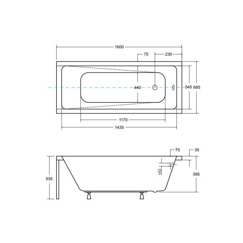 Wanna Do Zabudowy Modern 160x70 WAM-160-MO Besco