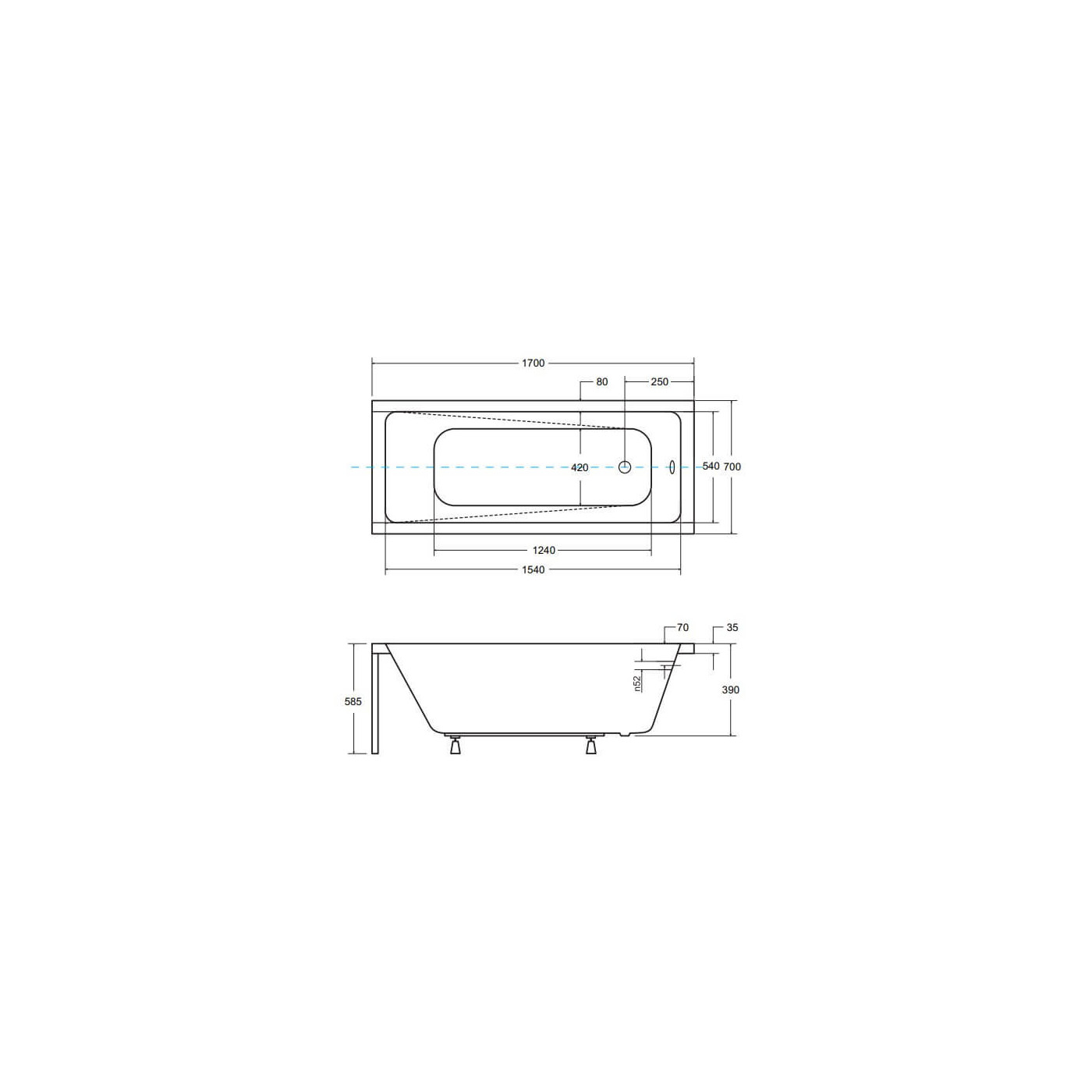 Wanna Do Zabudowy Modern 170x70 WAM-170-MO Besco