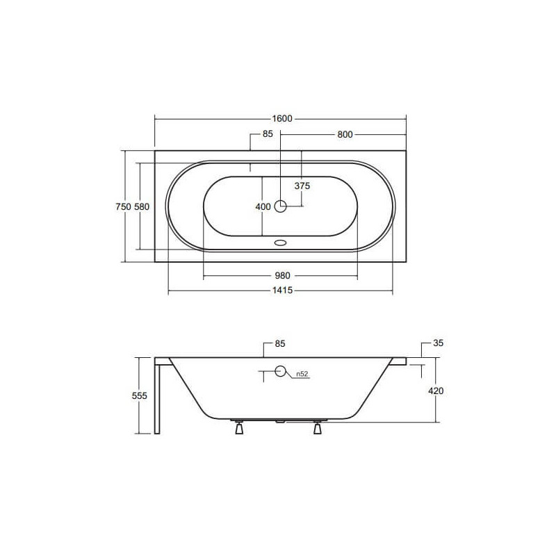 Wanna Do Zabudowy Vitae 160x75 Besco