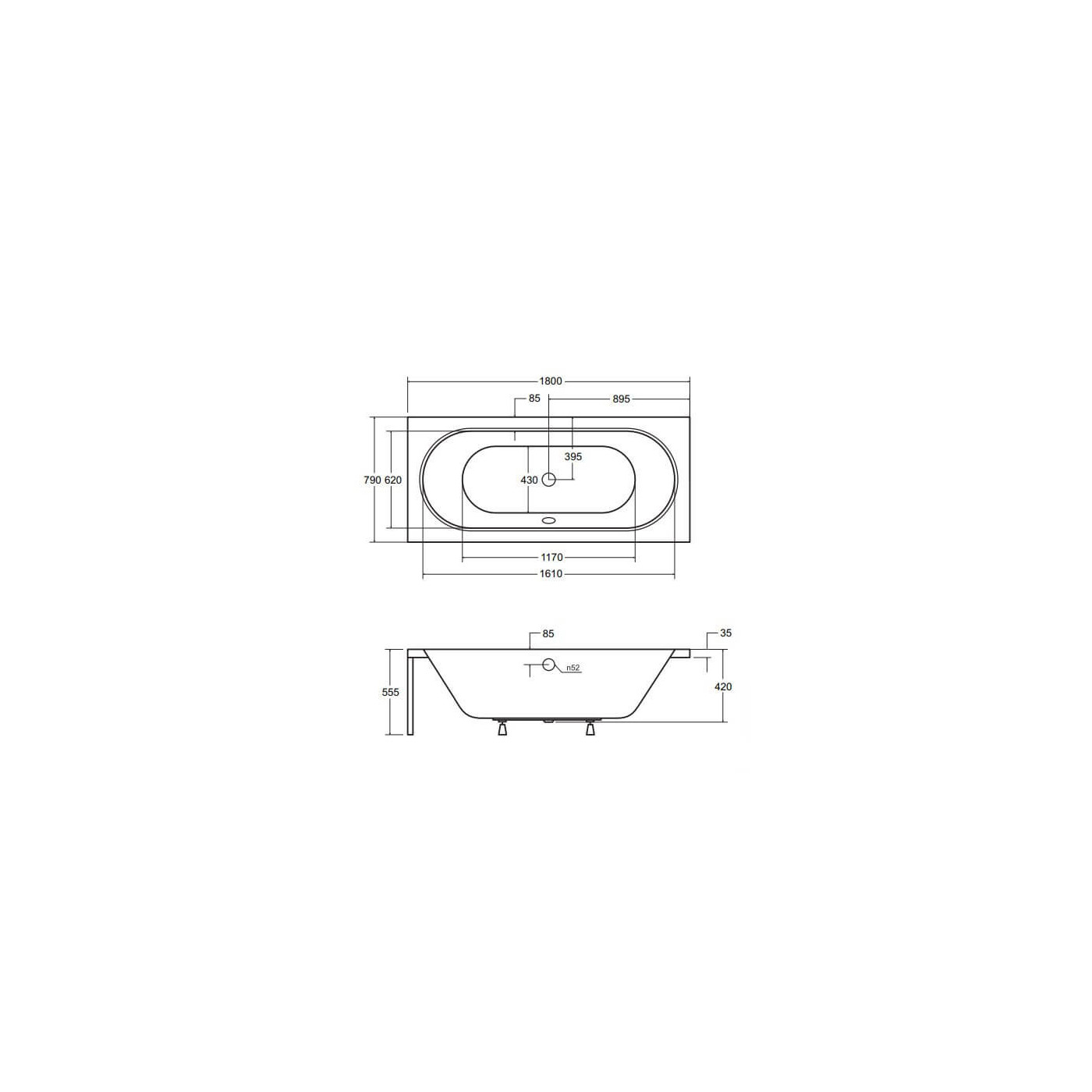 Wanna Do Zabudowy Vitae 180x80 Besco