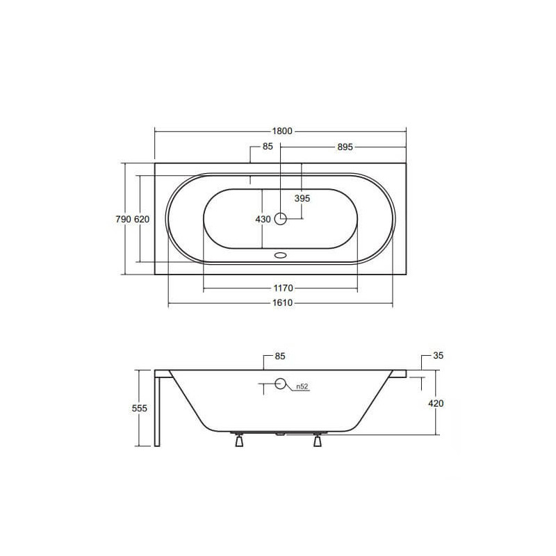 Wanna Do Zabudowy Vitae 180x80 Besco