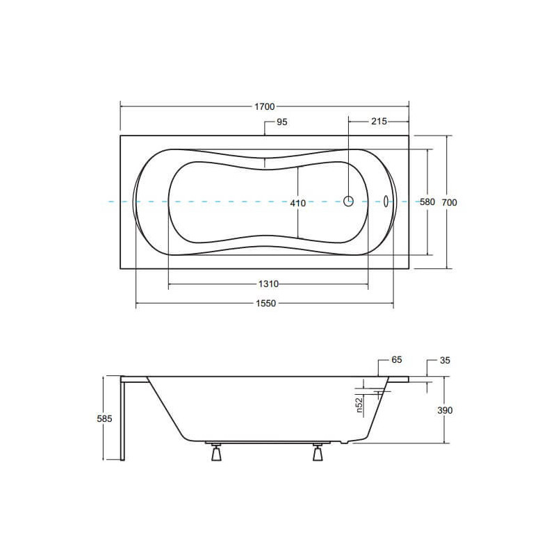 Wanna Do Zabudowy Aria 170x70 Besco