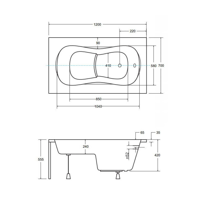 Wanna Do Zabudowy Aria Rehab 120x70 Besco