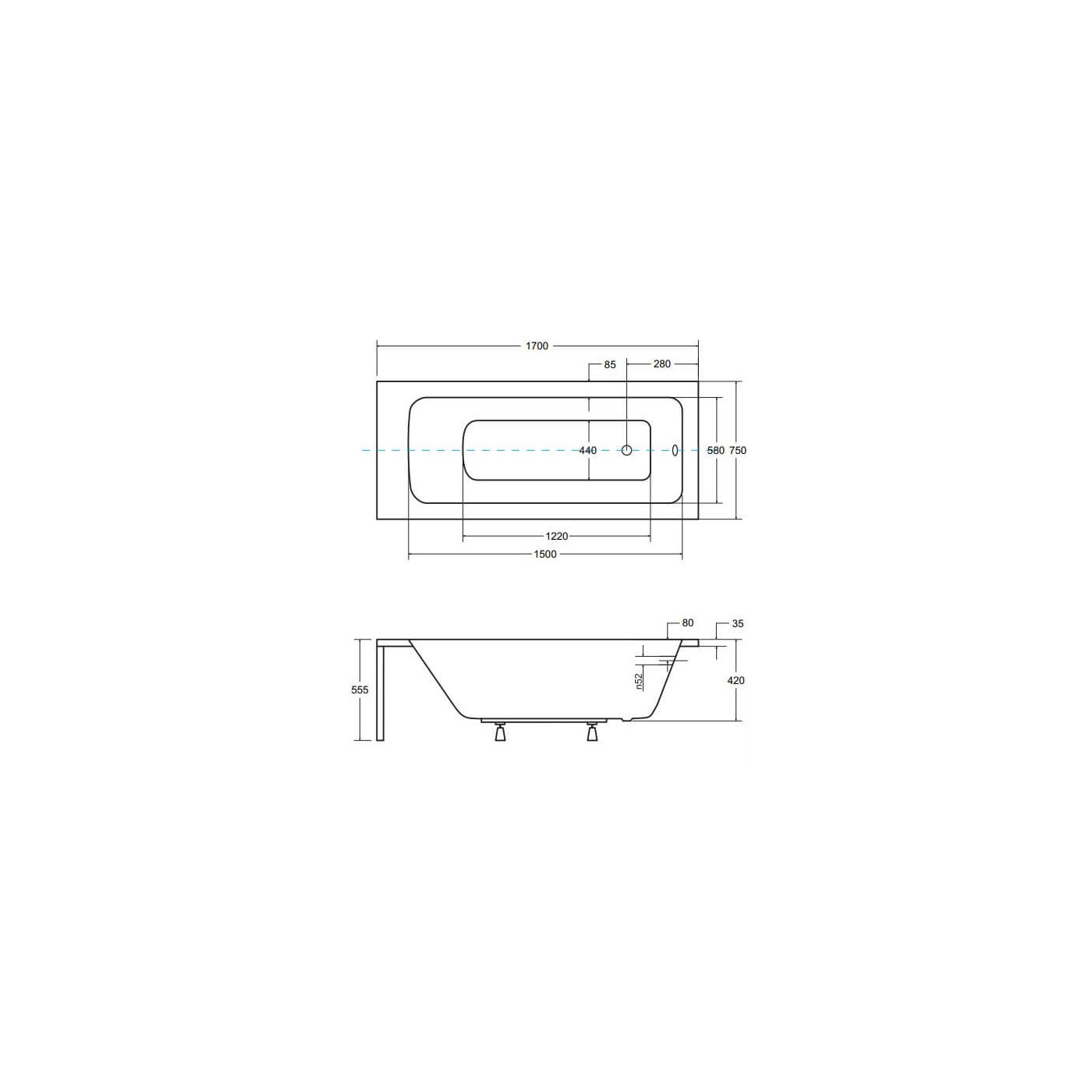 Wanna Do Zabudowy Talia Premium 170x75 Besco