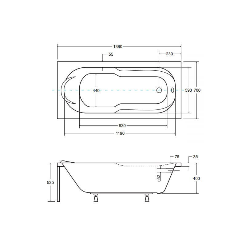 Wanna Do Zabudowy Bona 140x70 Besco