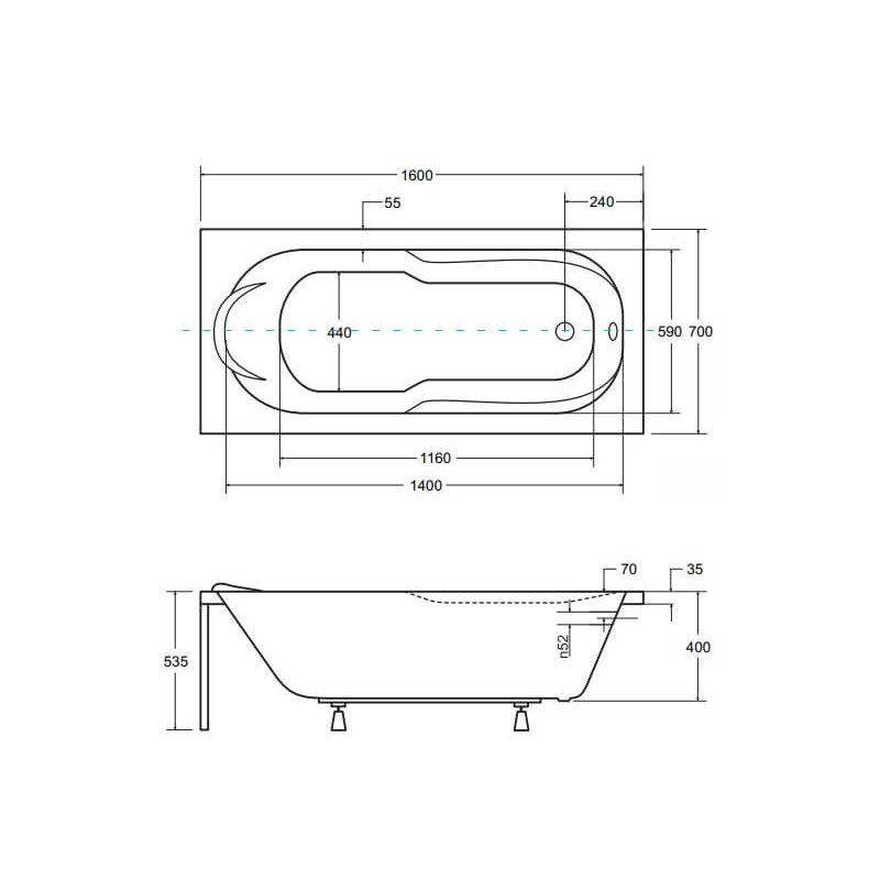 Wanna Do Zabudowy Bona 160x70 Besco