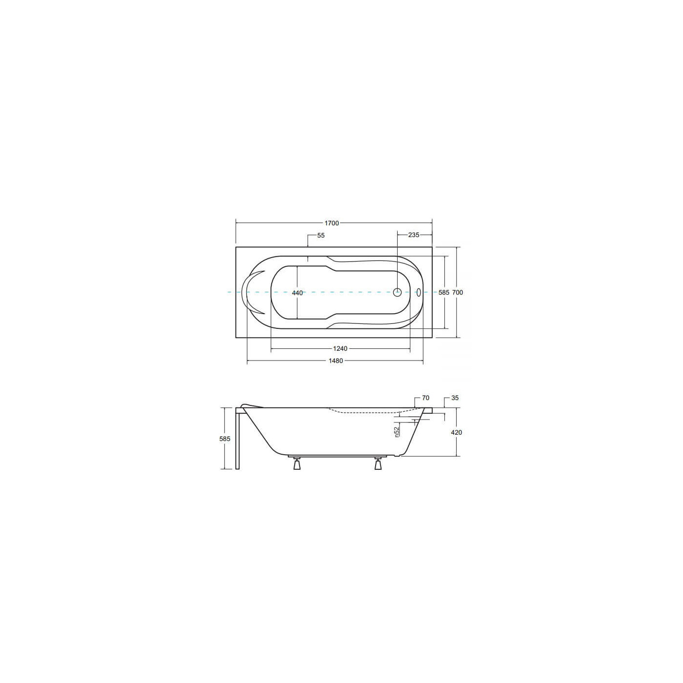Wanna Do Zabudowy Bona 170x70 Besco