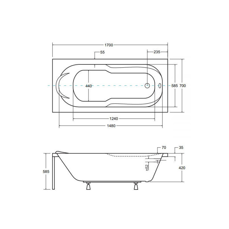 Wanna Do Zabudowy Bona 170x70 Besco