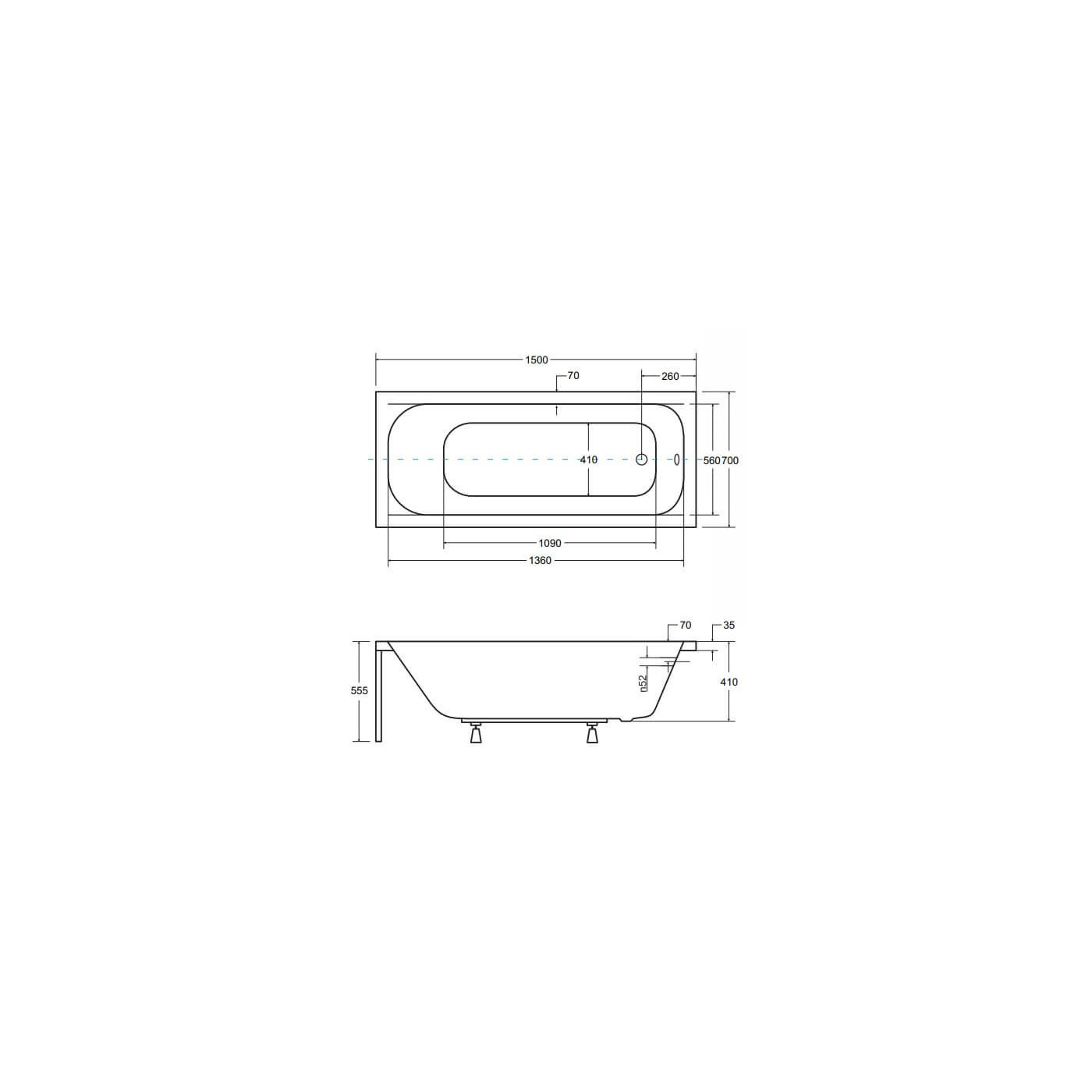 Wanna Do Zabudowy Continea 150x70 Besco
