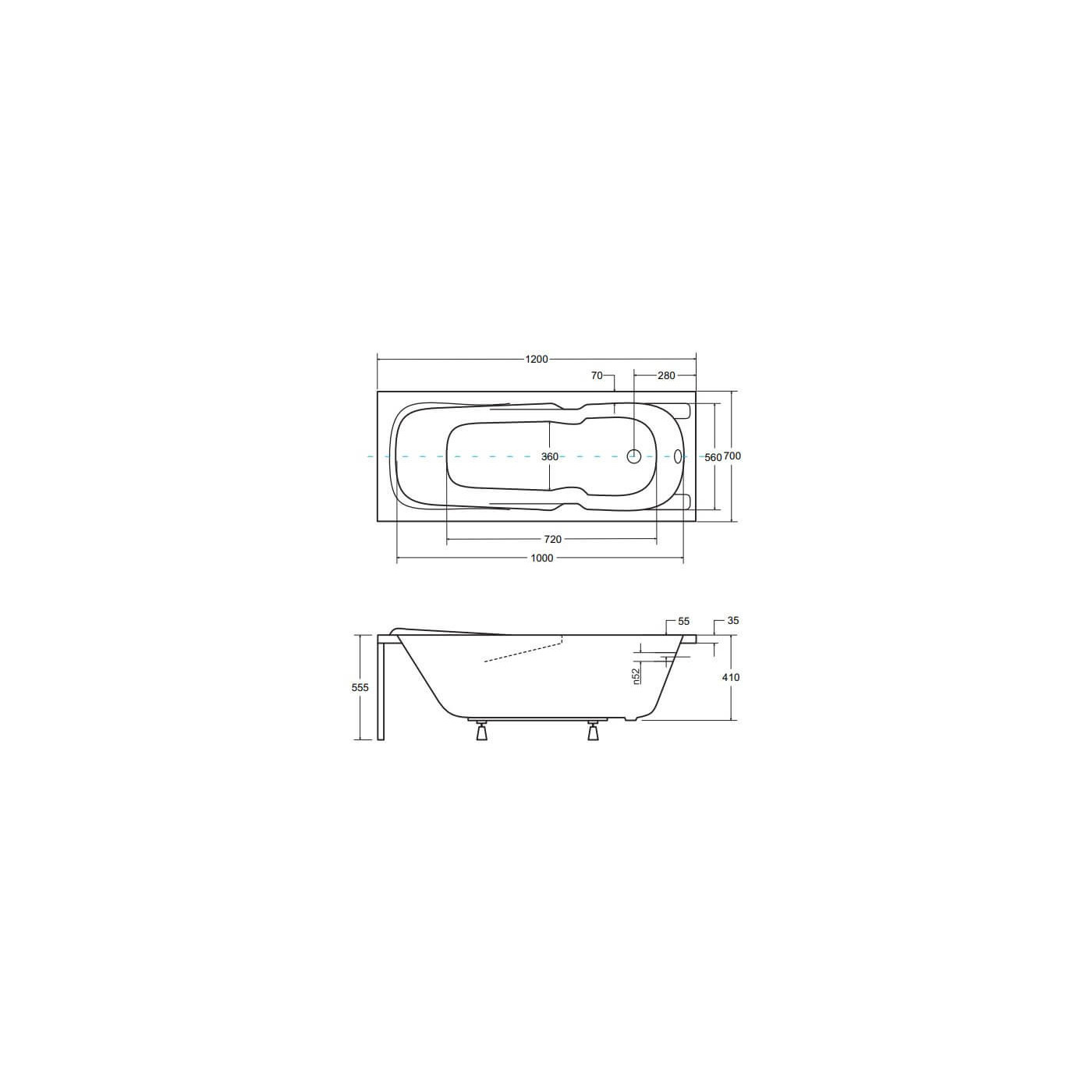 Wanna Do Zabudowy Majka Nova 120x70 Besco