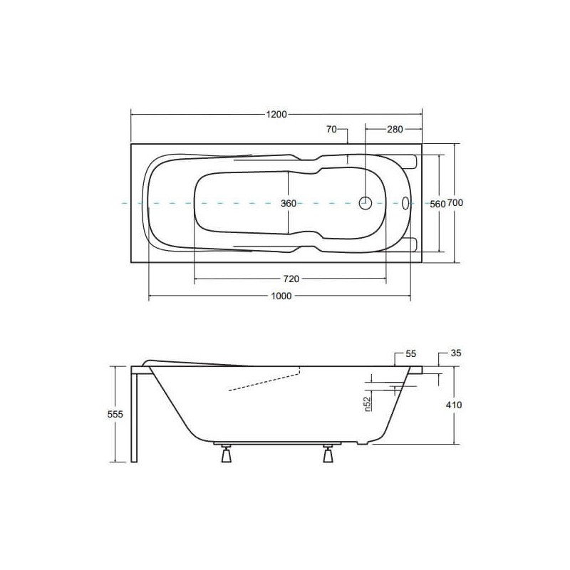 Wanna Do Zabudowy Majka Nova 120x70 Besco
