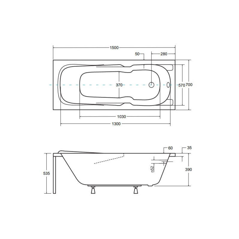 Wanna Do Zabudowy Majka Nova 150x70 Besco