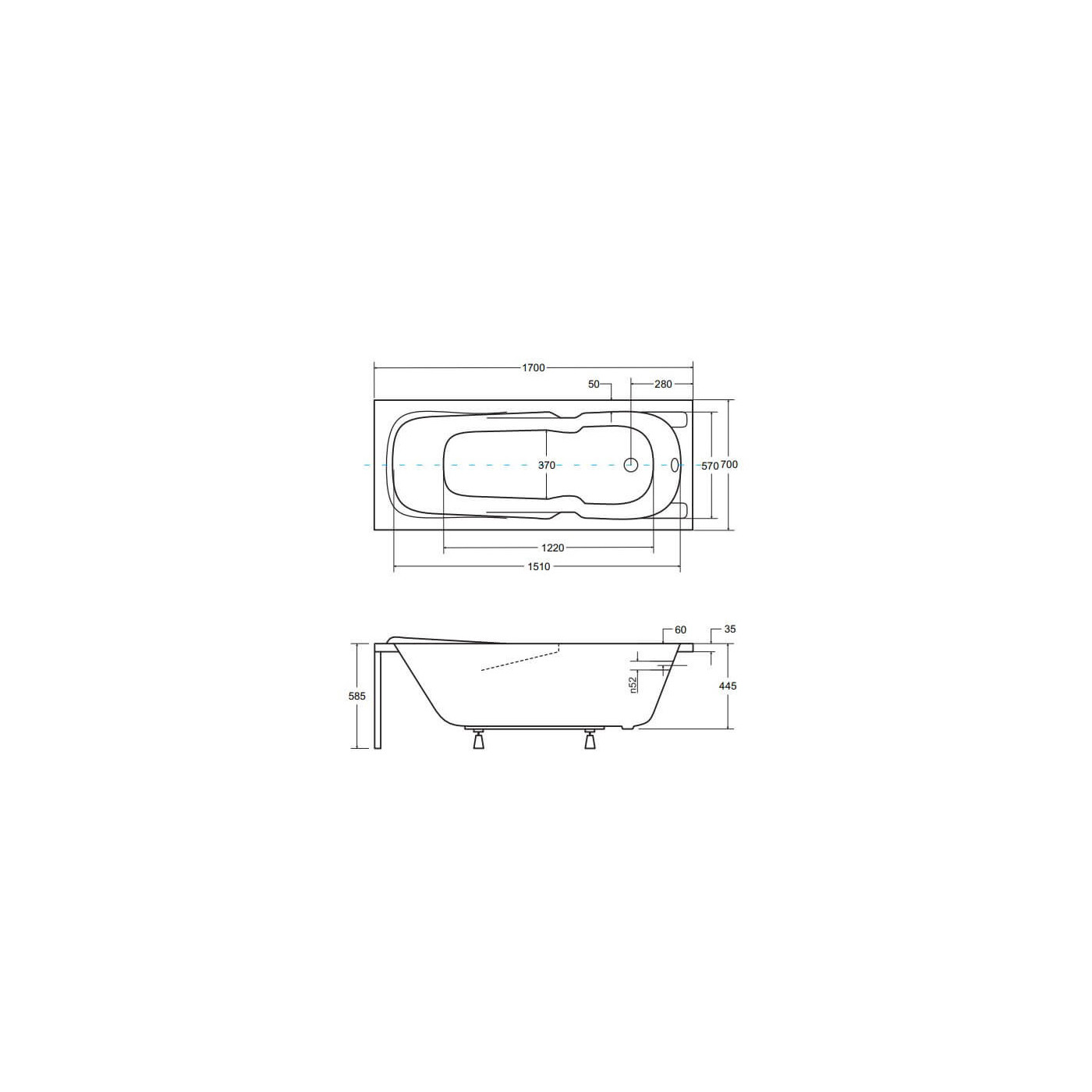 Wanna Do Zabudowy Majka Nova 170x70 Besco