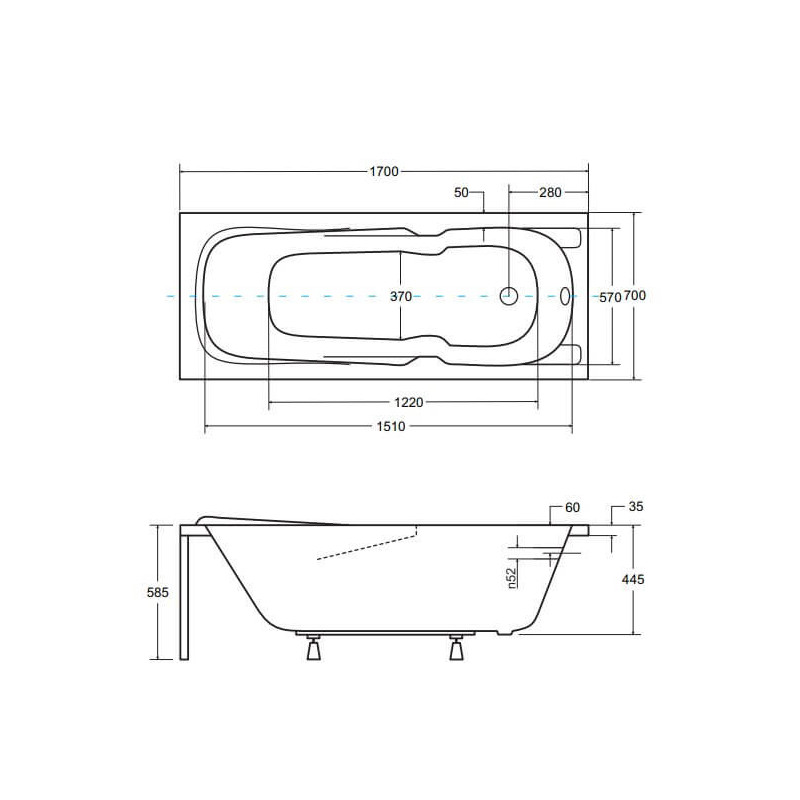 Wanna Do Zabudowy Majka Nova 170x70 Besco