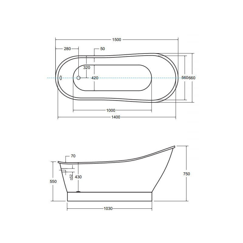 Wanna Wolnostojąca Gloria 150x66 Besco