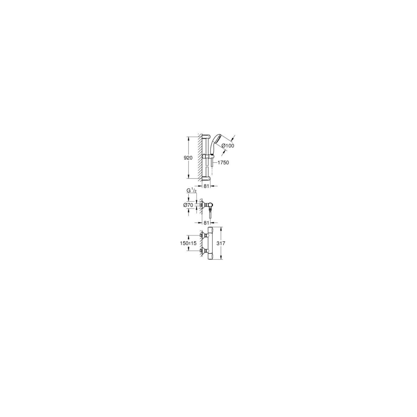 Bateria Prysznicowa Z Termostatem Z Zestawem Prysznicowym Precision Flow FastFixation Chrom 34842000 Grohe
