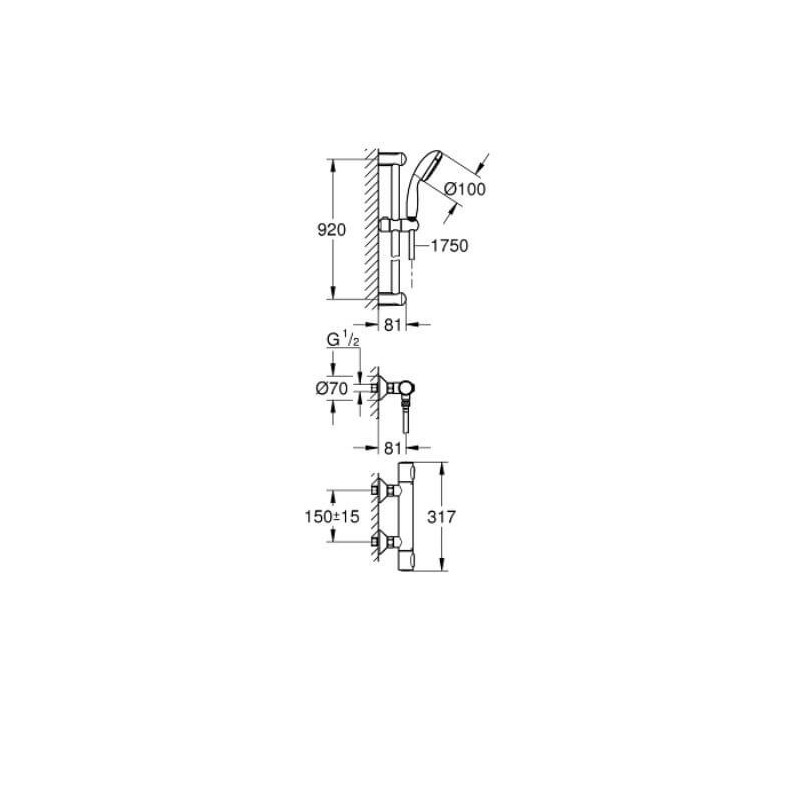Bateria Prysznicowa Z Termostatem Z Zestawem Prysznicowym Precision Flow FastFixation Chrom 34842000 Grohe
