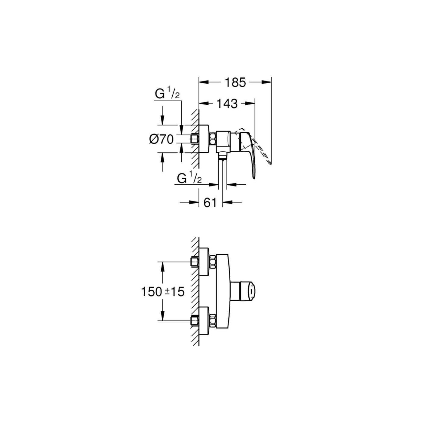 Bateria Prysznicowa Eurosmart 33555003 Grohe